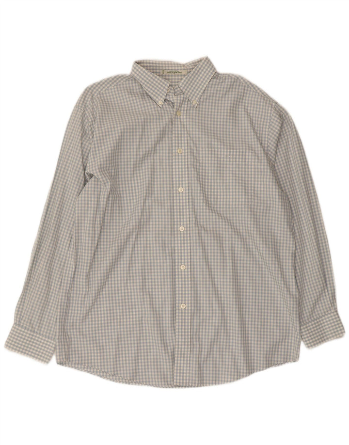 Orvis Mens Shirt Large Blue Gingham Cotton