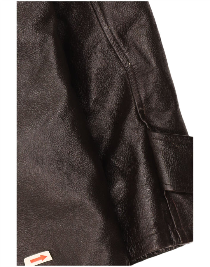 Vintage Mens Leather Jacket EU 52 XL Brown Leather