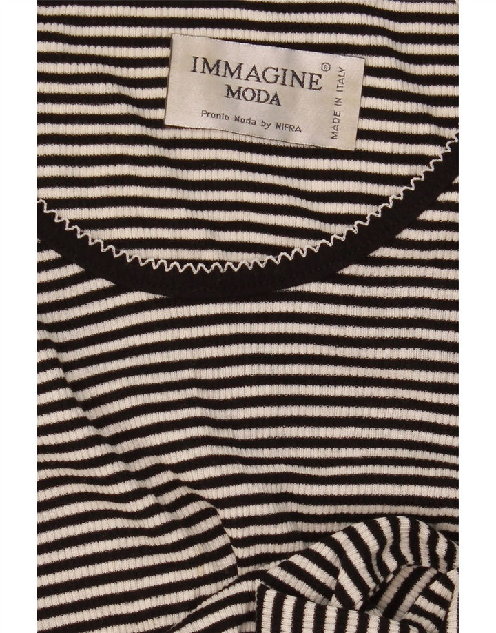 Vintage Womens T-Shirt Top UK 10 Small Black Striped