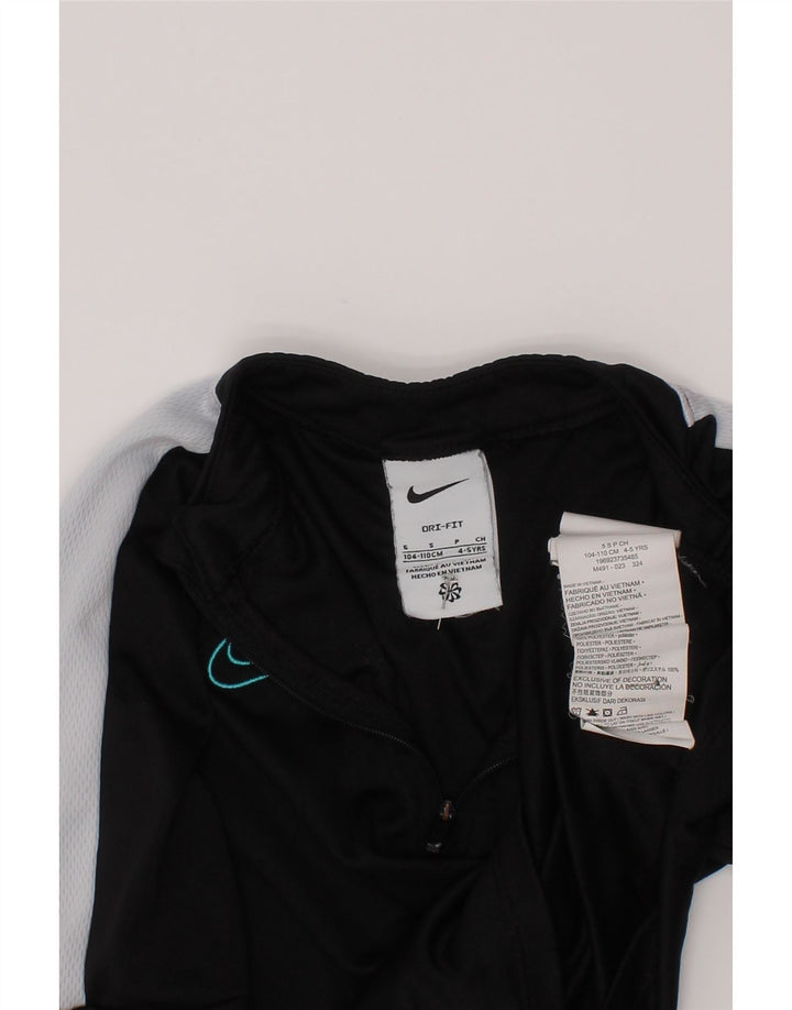 Nike Boys Dri Fit Pullover Tracksuit Top 4-5 Years Small Black Colourblock