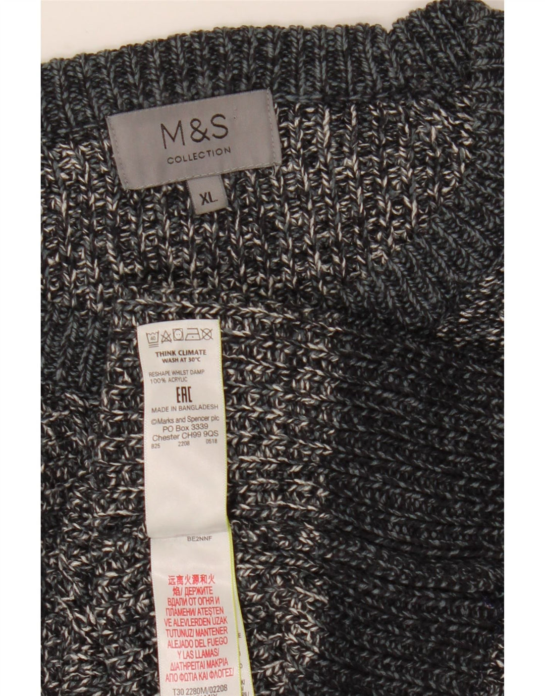 Marks & Spencer Mens Boat Neck Jumper Sweater XL Grey Flecked Acrylic