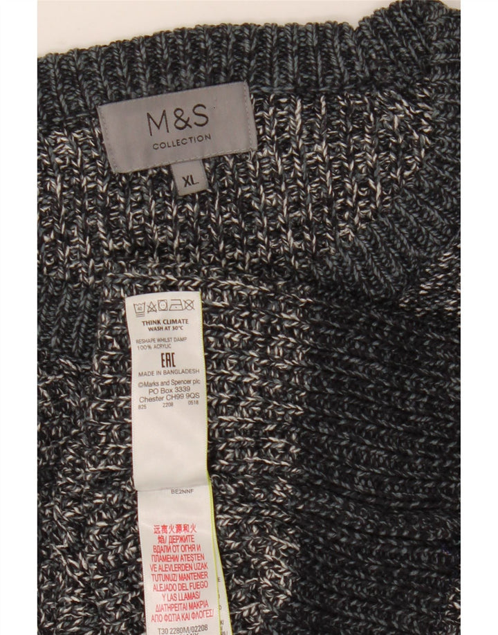 Marks & Spencer Mens Boat Neck Jumper Sweater XL Grey Flecked Acrylic