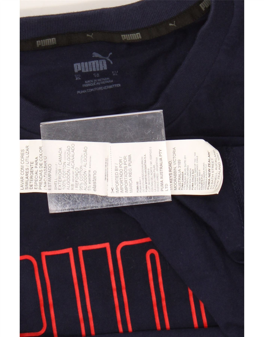 PUMA Mens Graphic T-Shirt Top XL Navy Blue Cotton