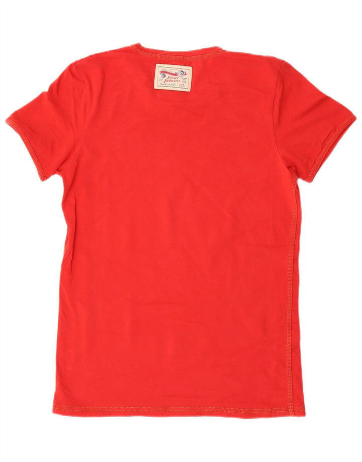 DIESEL Womens T-Shirt Top UK 10 Small Red Cotton