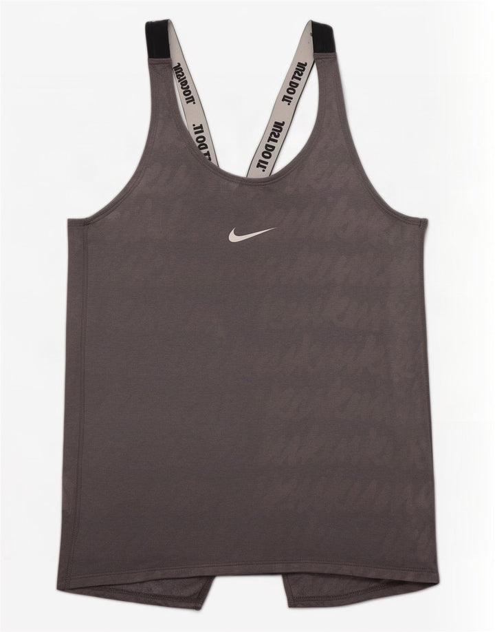 Nike Womens Dri Fit Graphic Vest Top UK 8 Small Grey Colourblock Polyester
