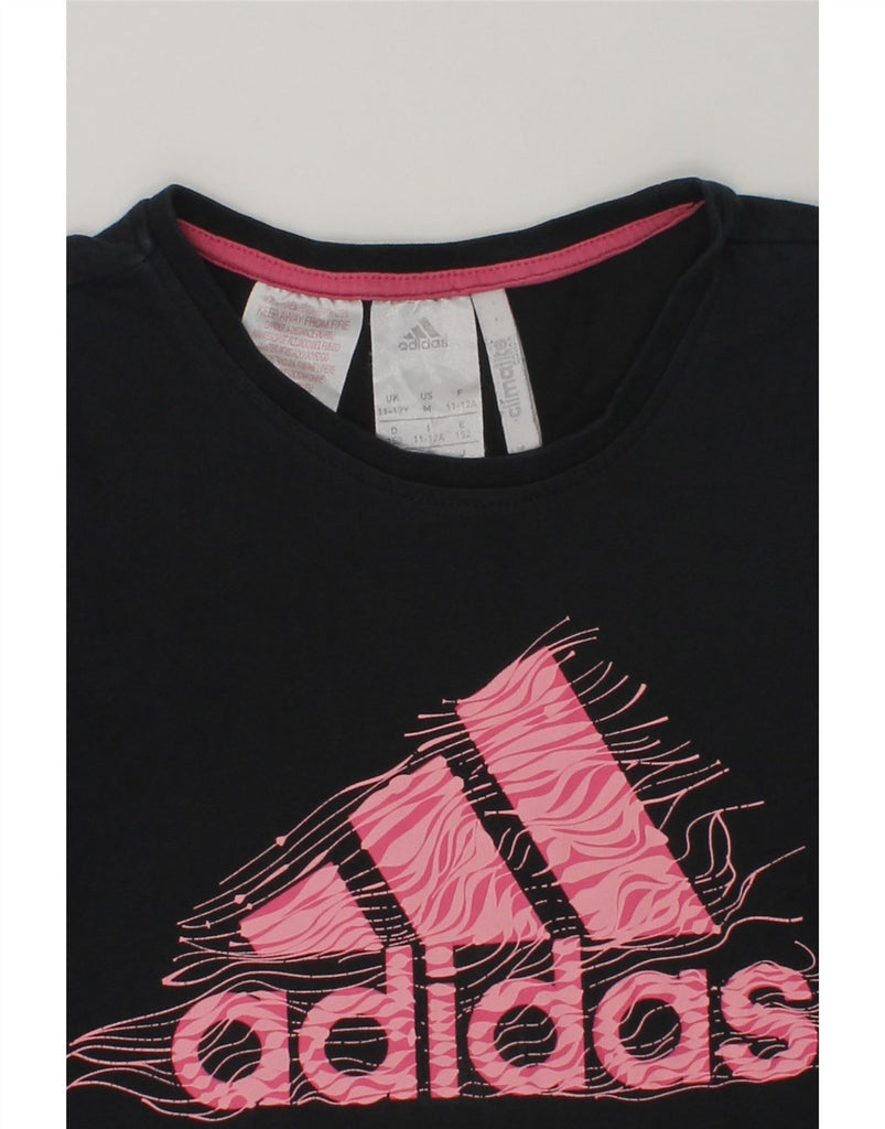 ADIDAS Girls Climalite Graphic T-Shirt Top 11-12 Years Grey Cotton | Vintage Adidas | Thrift | Second-Hand Adidas | Used Clothing | Messina Hembry 