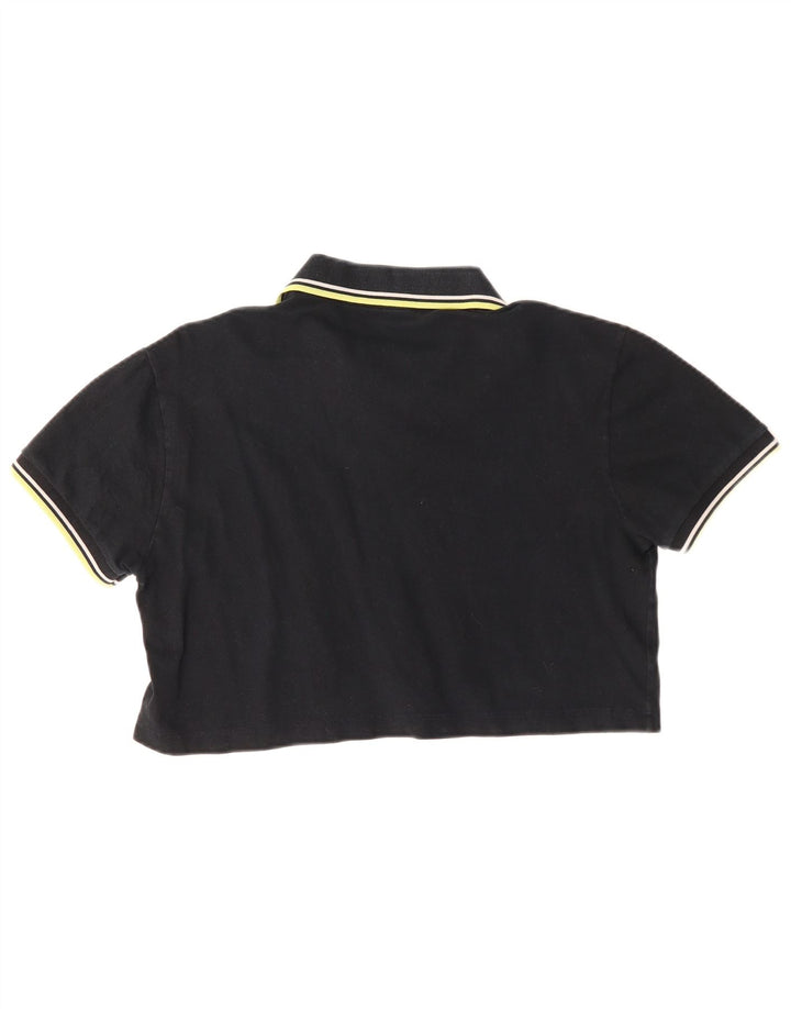 Fred Perry Womens Crop Polo Shirt UK 14 Medium Black Cotton