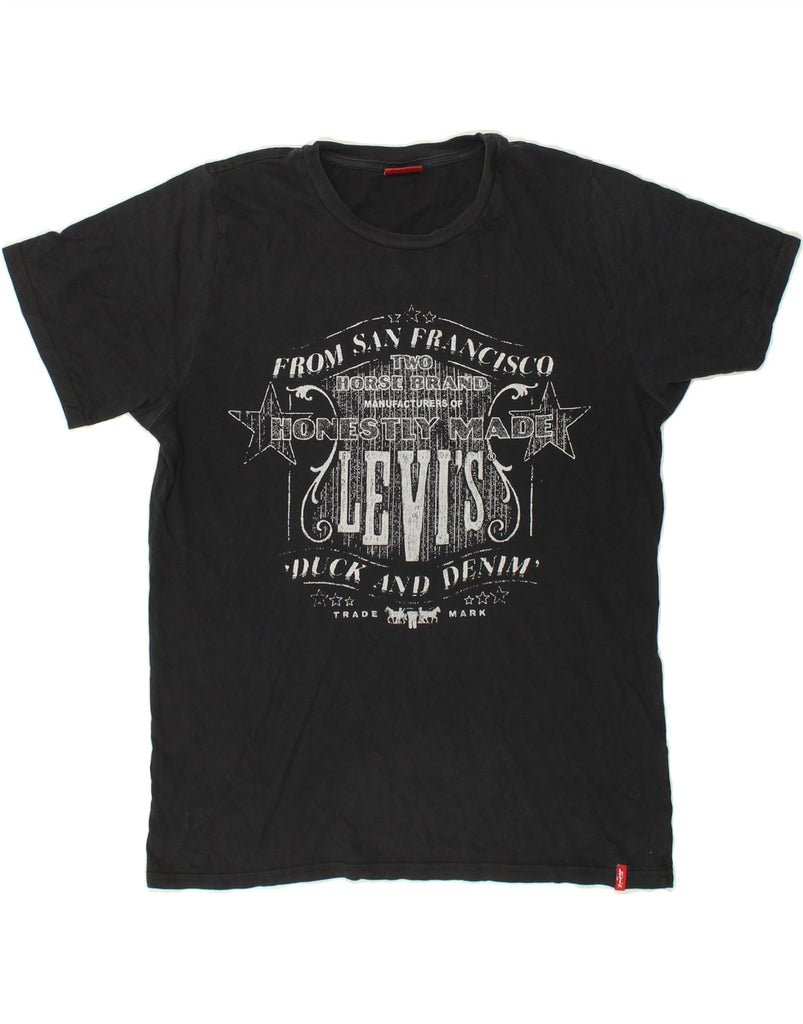 LEVI'S Boys Graphic T-Shirt Top 13-14 Years Black Cotton Vintage Levi's and Second-Hand Levi's from Messina Hembry 