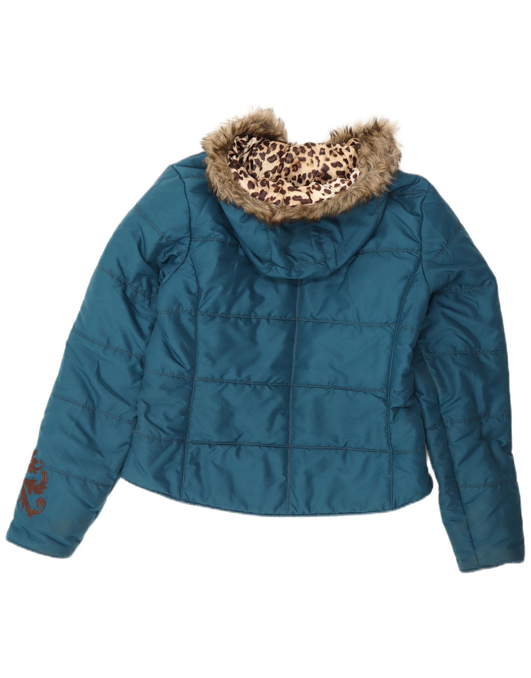 Ariat Womens Hooded Padded Jacket UK 14 Medium Blue Polyester