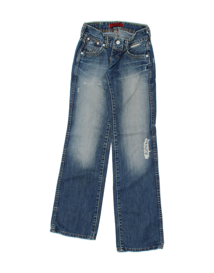 LEVI'S Girls Distressed Bootcut Jeans 9-10 Years W25 L30 Blue Cotton Vintage Levi's and Second-Hand Levi's from Messina Hembry 