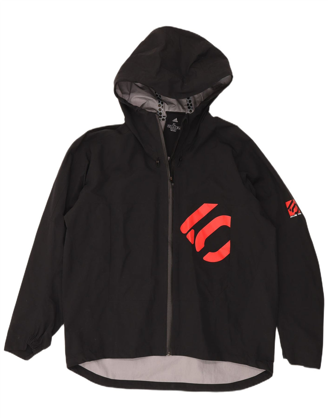 ADIDAS Mens Graphic Hooded Rain Jacket UK 42 XL Black Polyamide