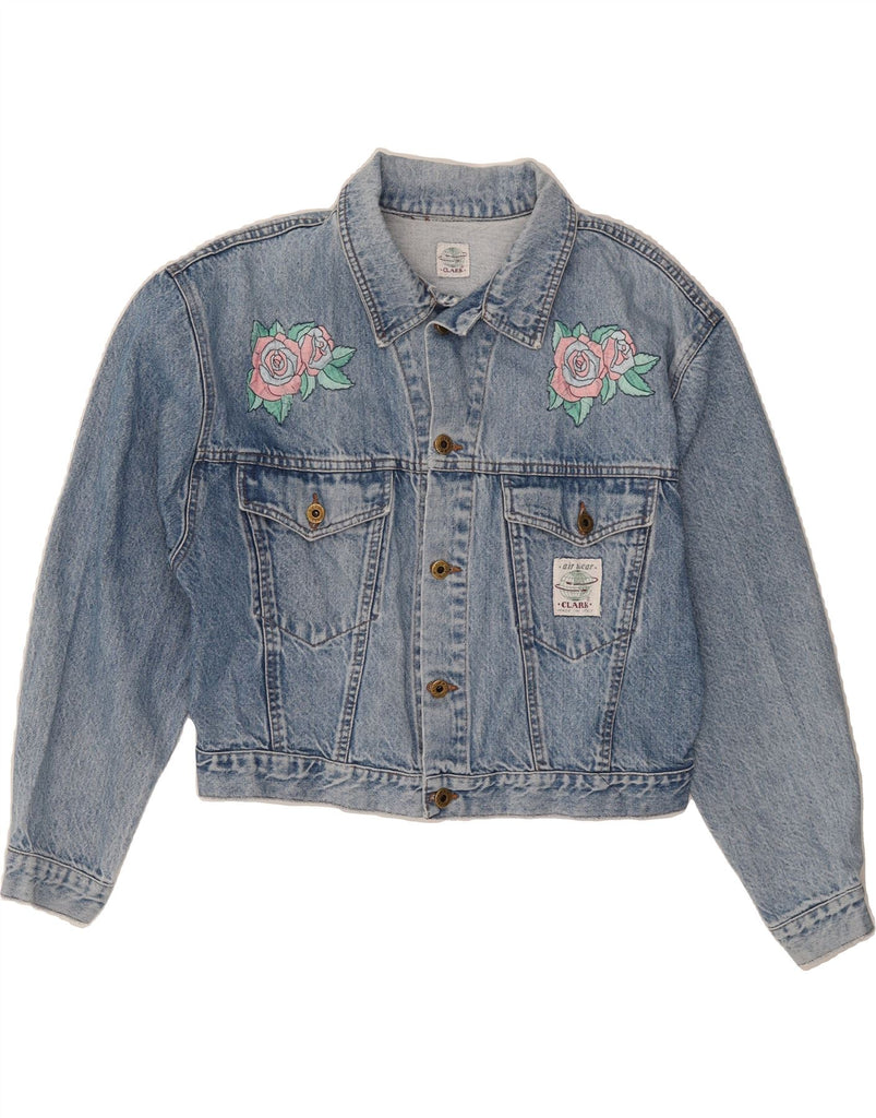 CLARK Womens Crop Oversized Denim Jacket UK 16 Large Blue Vintage CLARK and Second-Hand CLARK from Messina Hembry 