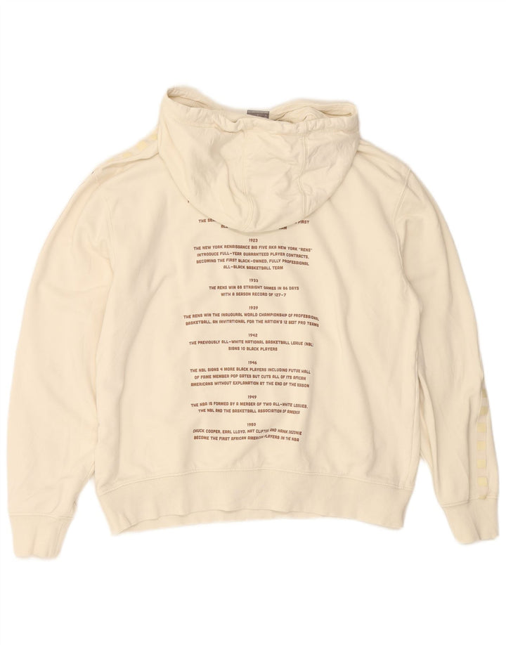 PUMA Mens Black Fives Graphic Hoodie Jumper Medium Off White Cotton