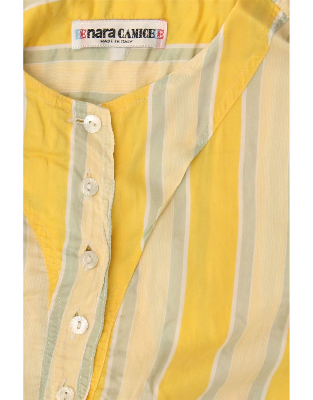 ENARA CAMICE Womens Blouse Top UK 14 Large Yellow Striped Vintage Enara Camice and Second-Hand Enara Camice from Messina Hembry 