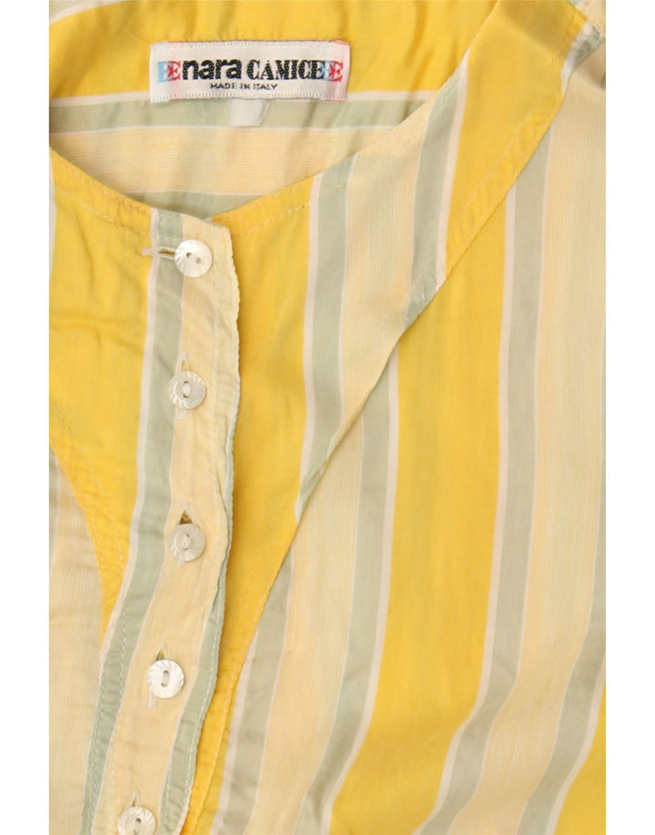 ENARA CAMICE Womens Blouse Top UK 14 Large Yellow Striped Vintage Enara Camice and Second-Hand Enara Camice from Messina Hembry 