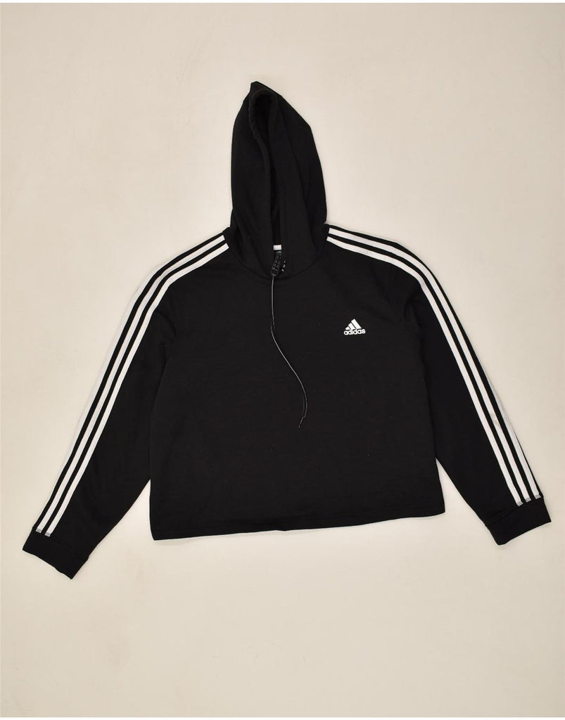 ADIDAS Womens Hoodie Jumper UK 24/26 2XL Black Polyester | Vintage Adidas | Thrift | Second-Hand Adidas | Used Clothing | Messina Hembry 