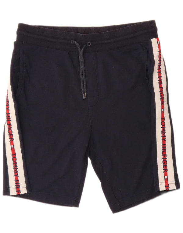 Tommy Hilfiger Mens Graphic Sport Shorts Large Navy Blue Colourblock Cotton