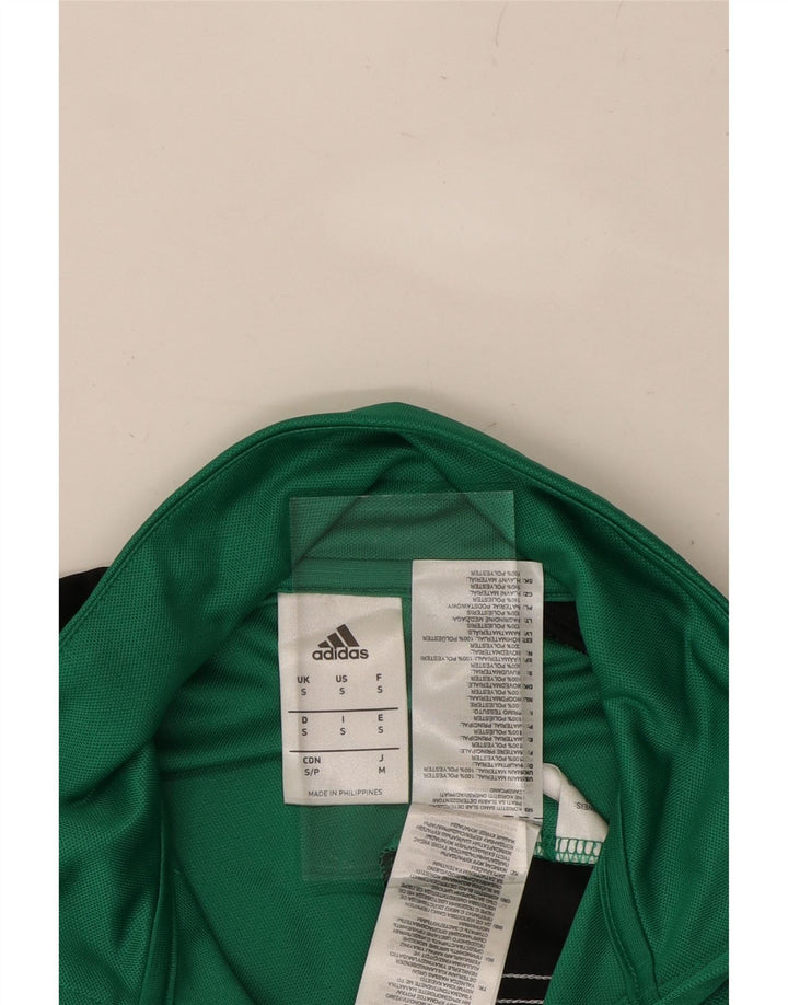 ADIDAS Mens Climalite Zip Neck Top Long Sleeve Small Green Colourblock Vintage Adidas and Second-Hand Adidas from Messina Hembry 