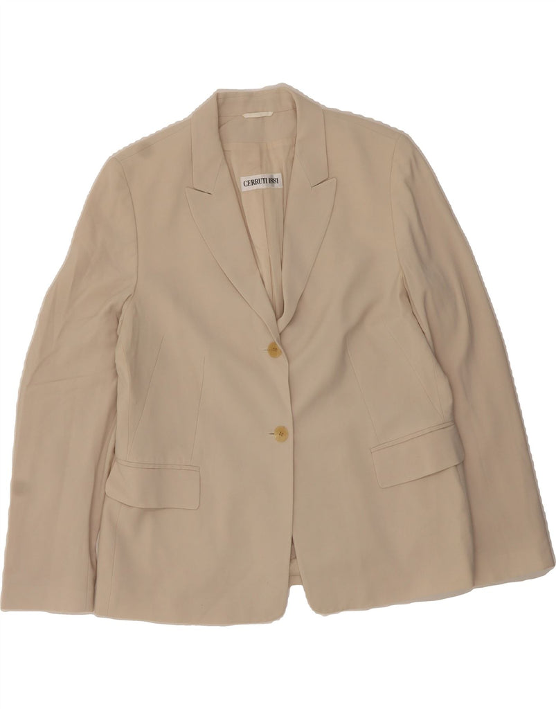 CERRUTI 1881 Womens 2 Button Blazer Jacket UK 14 Large Beige Virgin Wool Vintage Cerruti 1881 and Second-Hand Cerruti 1881 from Messina Hembry 