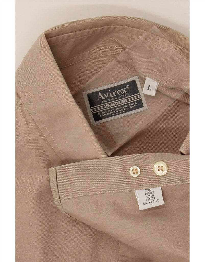 AVIREX Mens Shirt Large Beige Cotton Vintage Avirex and Second-Hand Avirex from Messina Hembry 