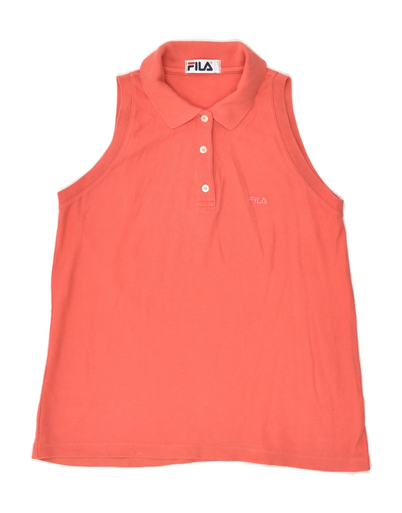 FILA Womens Sleeveless Polo Shirt IT 44 Medium Orange Cotton | Vintage Fila | Thrift | Second-Hand Fila | Used Clothing | Messina Hembry 