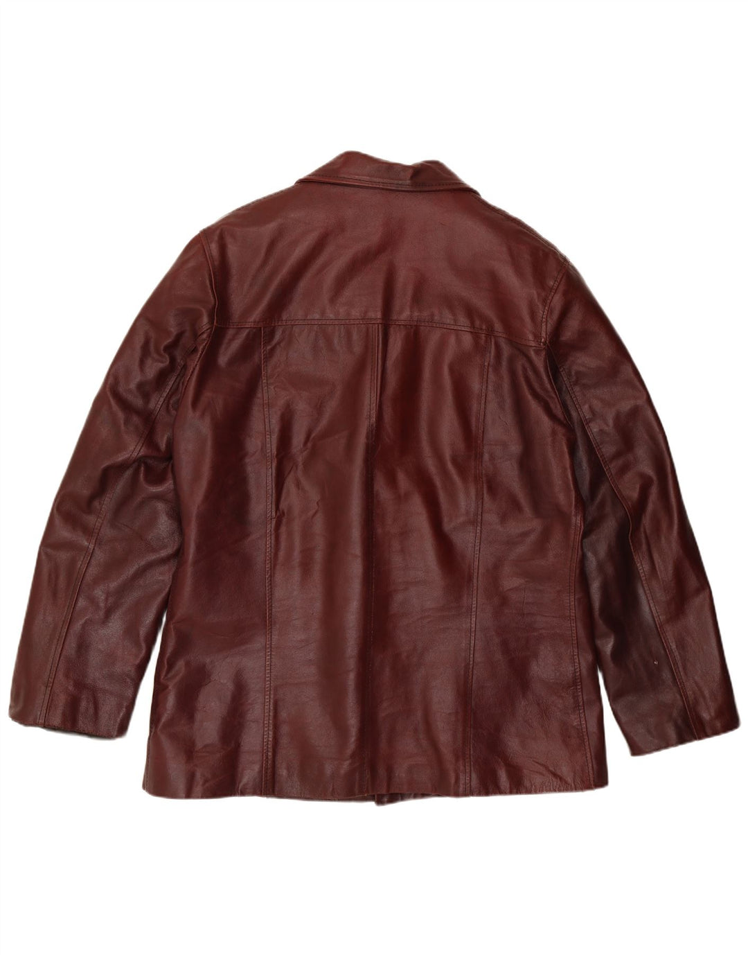 Vintage Mens 3 Button Leather Blazer Jacket UK 44 2XL Burgundy