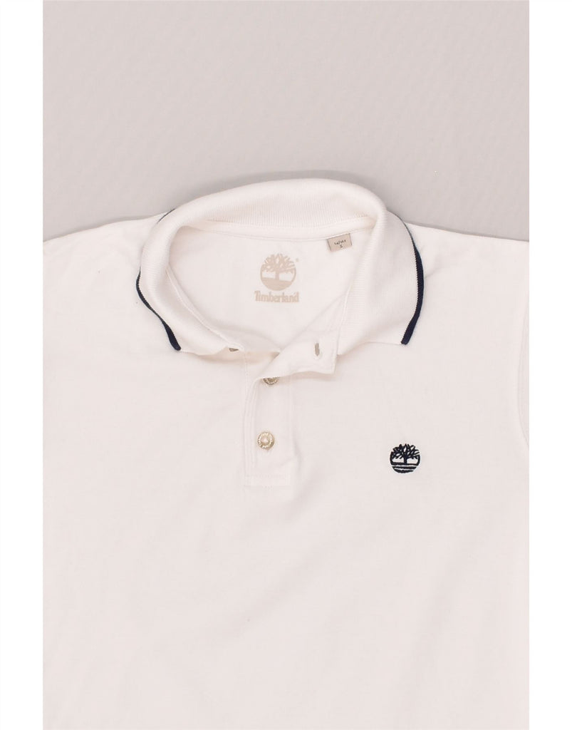 TIMBERLAND Boys Polo Shirt 13-14 Years Small White Cotton | Vintage Timberland | Thrift | Second-Hand Timberland | Used Clothing | Messina Hembry 