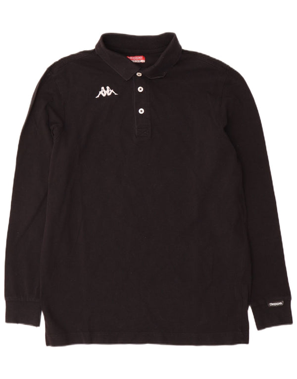 Kappa Mens Long Sleeve Polo Shirt Medium Black Cotton