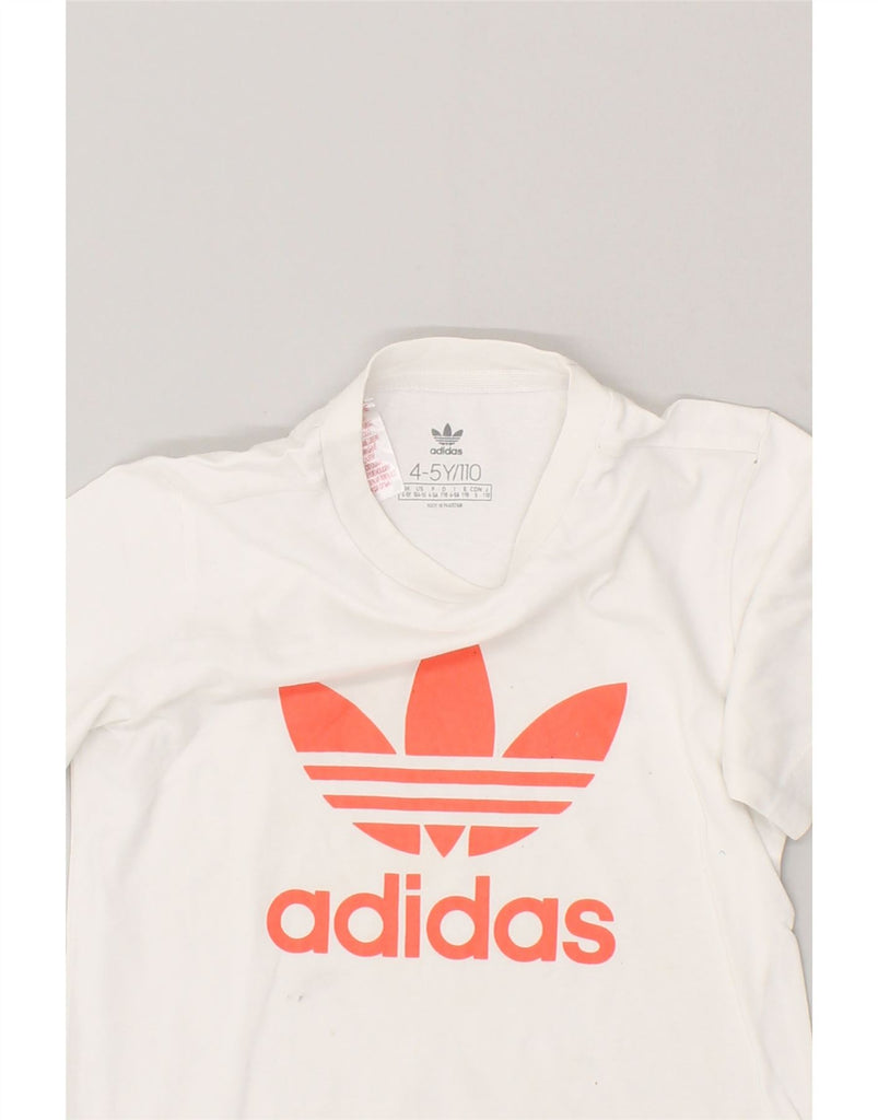 ADIDAS Girls Graphic T-Shirt Top 4-5 Years White Cotton | Vintage Adidas | Thrift | Second-Hand Adidas | Used Clothing | Messina Hembry 