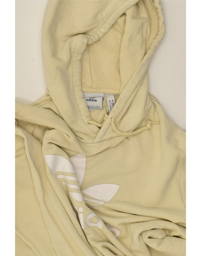 ADIDAS Mens Graphic Hoodie Jumper UK 10 Small Beige Cotton | Vintage Adidas | Thrift | Second-Hand Adidas | Used Clothing | Messina Hembry 