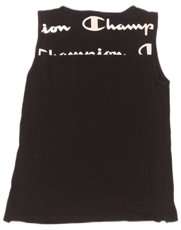 Champion Girls Graphic Vest Top 11-12 Years Large Black Cotton