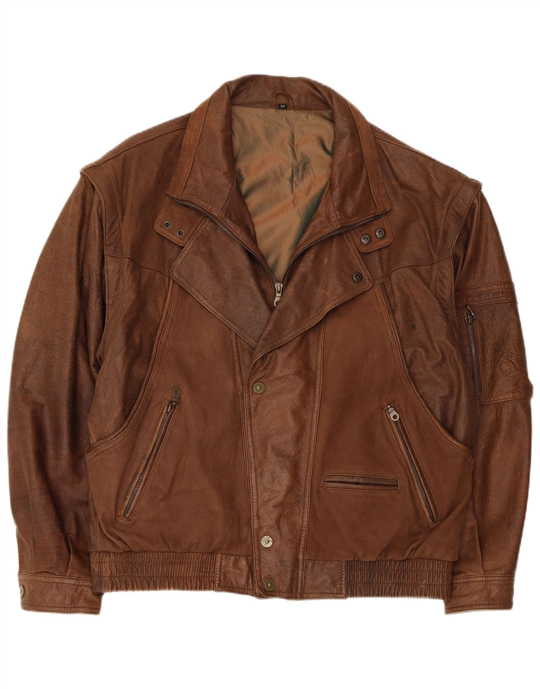 Trapper Mens Leather Jacket UK 42 XL Brown