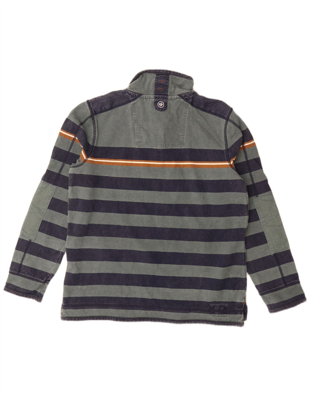 Fat Face Mens Zip Neck Sweatshirt Jumper Medium Green Striped Cotton