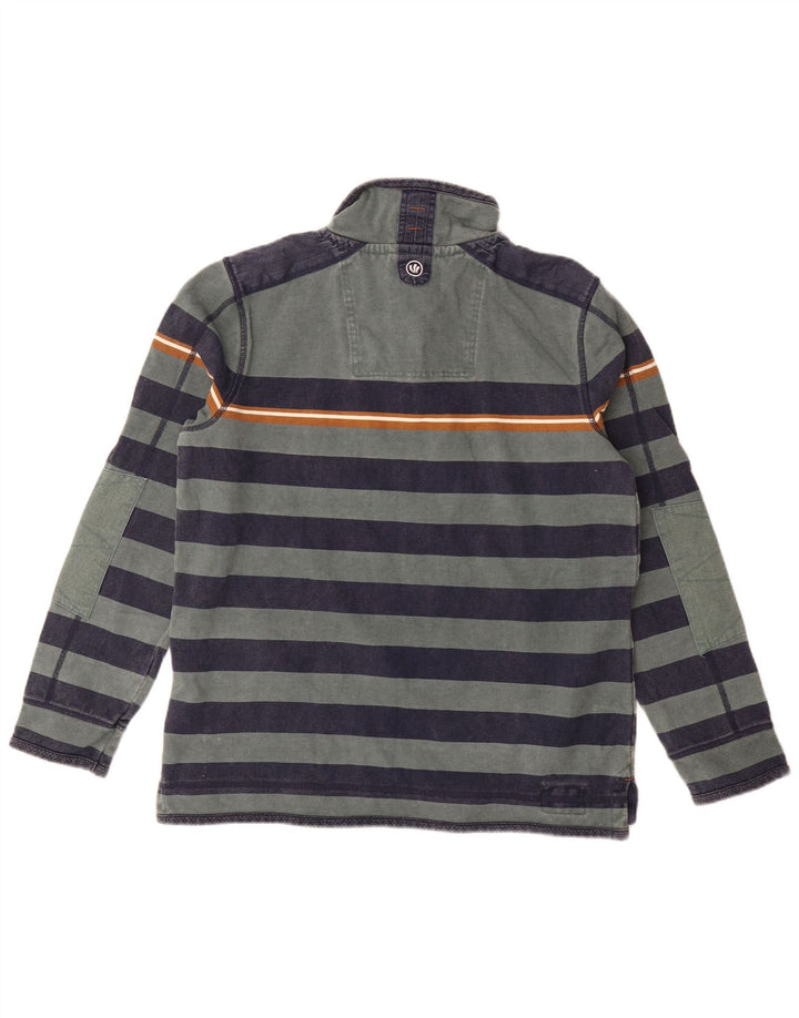 Fat Face Mens Zip Neck Sweatshirt Jumper Medium Green Striped Cotton
