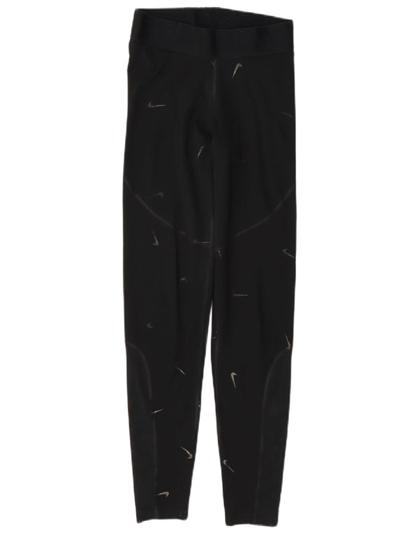 Nike Womens Graphic Leggings UK 10 Small Black Polyester