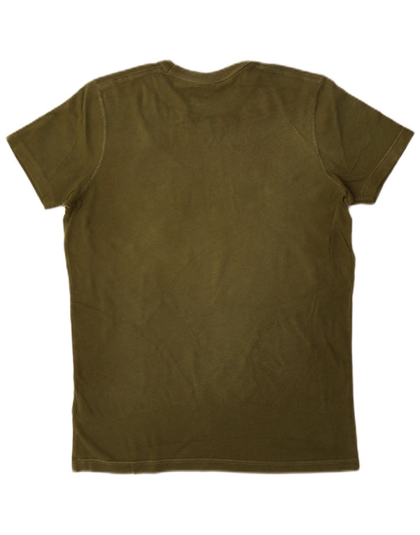 Hollister Mens Graphic T-Shirt Top Small Khaki Cotton