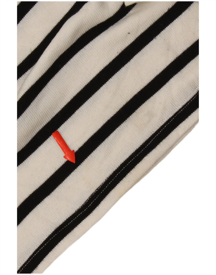 Zara Womens Top Long Sleeve UK 14 Medium White Striped Viscose