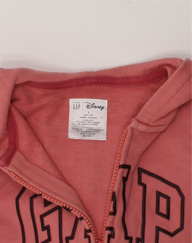 GAP Girls Disney Graphic Zip Hoodie Sweater 4-5 Years Pink Cotton | Vintage Gap | Thrift | Second-Hand Gap | Used Clothing | Messina Hembry 