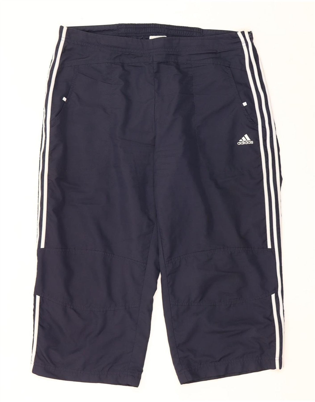 ADIDAS Womens Capri Tracksuit Trousers UK 16 Large Navy Blue Polyester