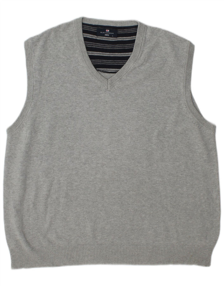 Marks & Spencer Mens Blue Harbour Vest Tank Top Large Grey Cotton