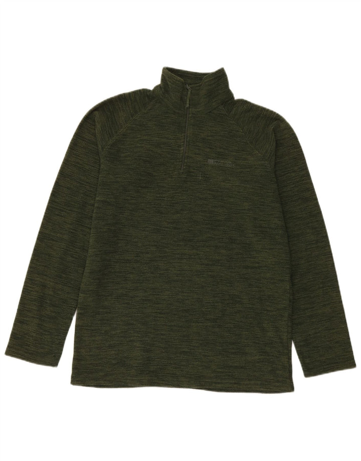 Mountain Warehouse Mens Zip Neck Fleece Jumper Small Green Flecked