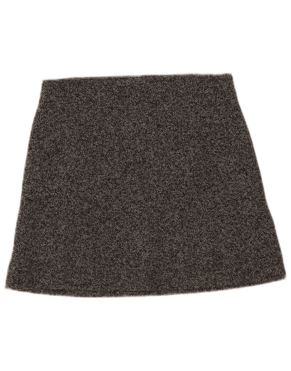 Topshop Womens A-Line Skirt UK 10 Small W28 Grey Herringbone Cotton