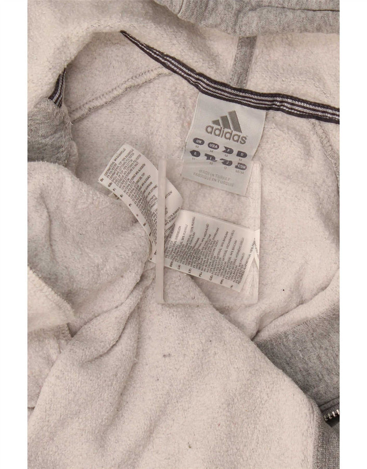 Adidas Mens Zip Hoodie Sweater Medium Grey Flecked Cotton