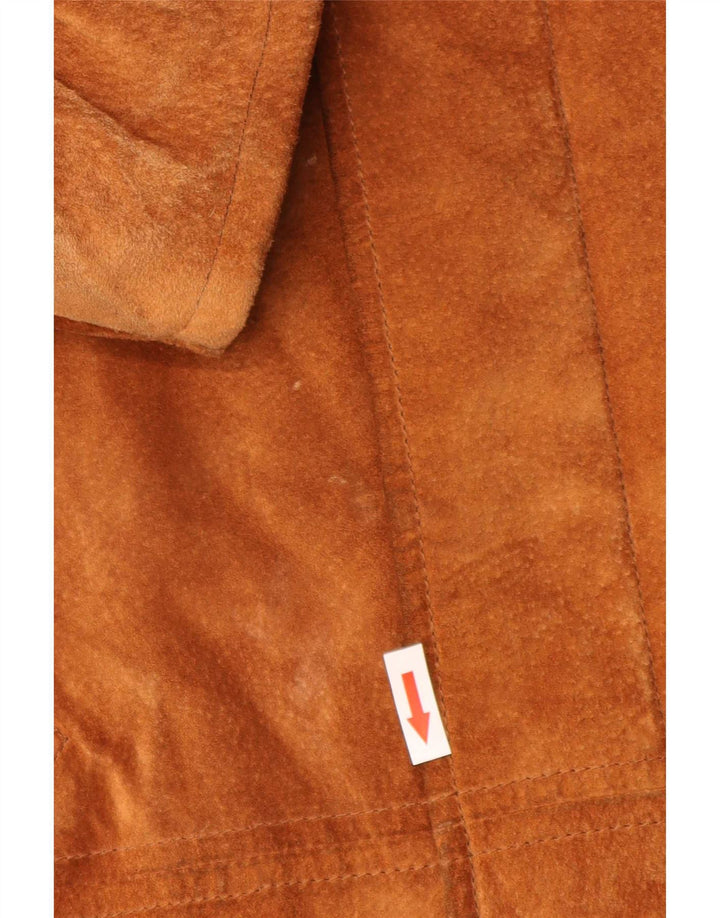 Conbipel Mens Natural Wear Suede Overcoat UK 40 Large Brown Leather