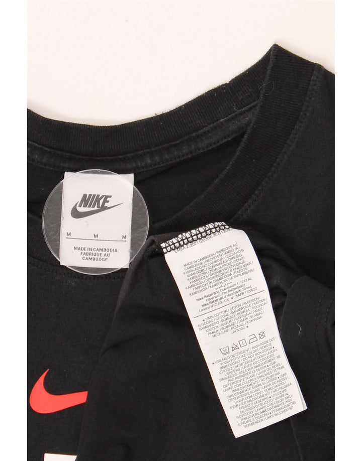NIKE Mens Graphic T-Shirt Top Medium Black Colourblock Cotton