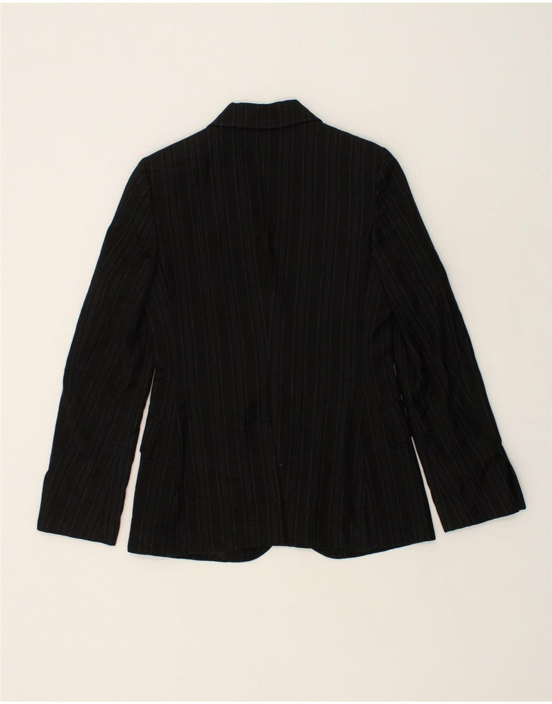 BENETTON Womens 2 Button Blazer Jacket IT 40 Small Black Pinstripe Wool | Vintage Benetton | Thrift | Second-Hand Benetton | Used Clothing | Messina Hembry 