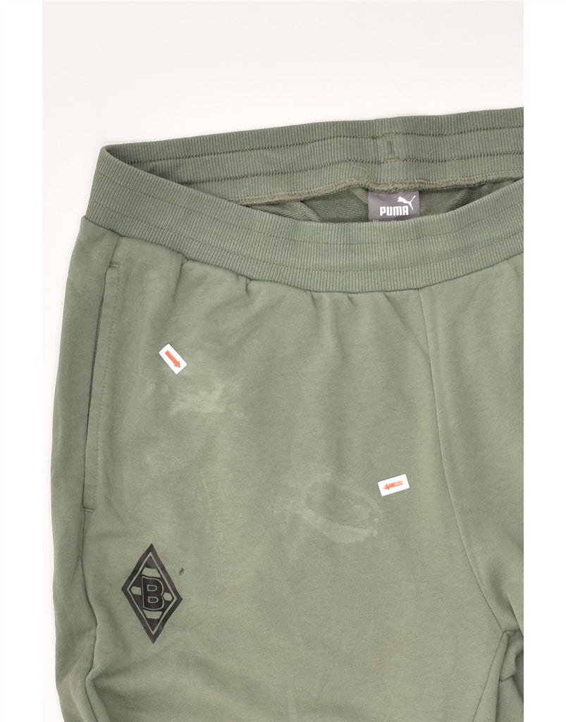 PUMA Mens Tracksuit Trousers Joggers XL Green Colourblock Cotton | Vintage Puma | Thrift | Second-Hand Puma | Used Clothing | Messina Hembry 