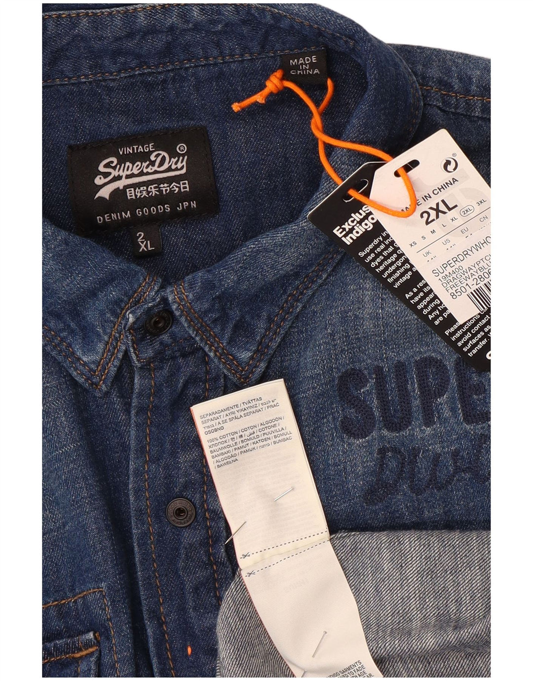 Superdry Mens Denim Shirt 2XL Blue Cotton