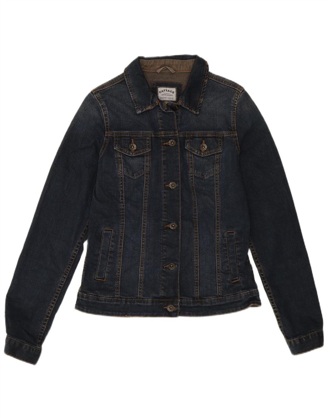 Fat Face Womens Denim Jacket UK 10 Small Navy Blue Cotton