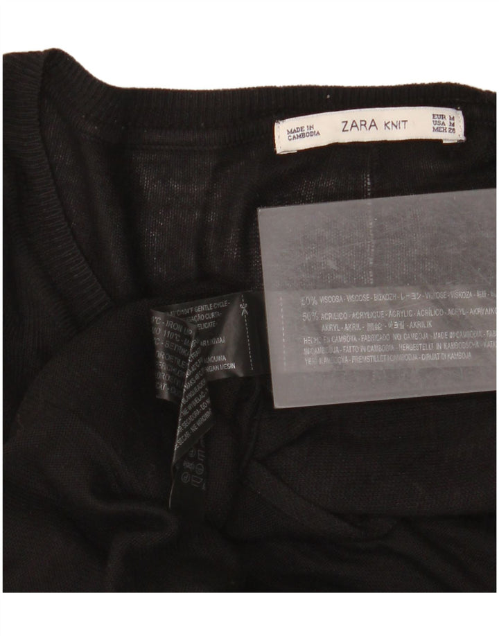 Zara Womens Oversized Top Long Sleeve UK 14 Medium Black Viscose